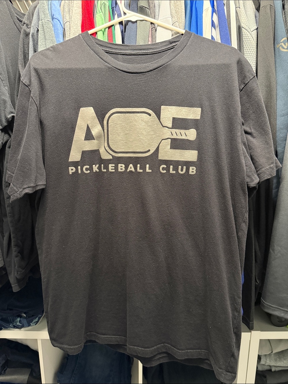 Ace Pickleball Club Black Graphic Tee, Men’s Large